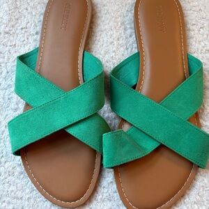 Old Navy Vibrant Green Cross-Strap Sandals